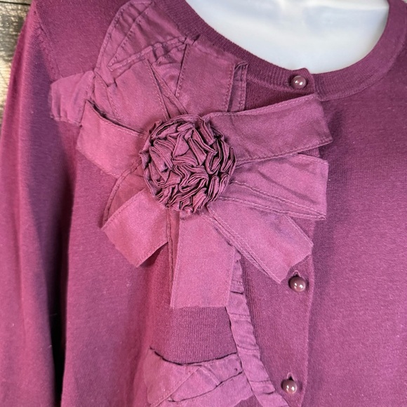 Talbots Silk Blend Cardigan Mauve Ribbons Girlie Fall Wedding Guest Size Large - Picture 5 of 7